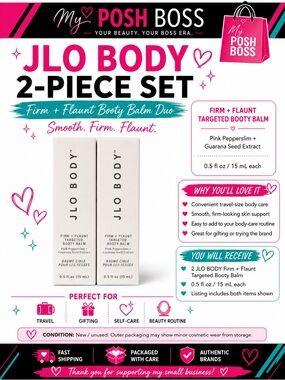 $10 SALE 💋JLO BODY Firm + Flaunt Targeted Booty Balm 0.5 oz x2 BNIB